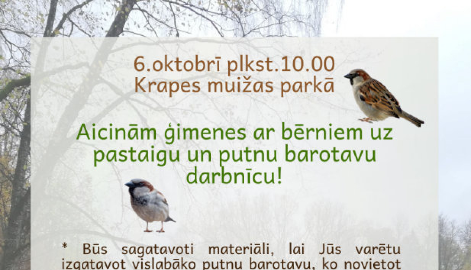 Aicina uz putnu vērošanas pastaigu Krapē!