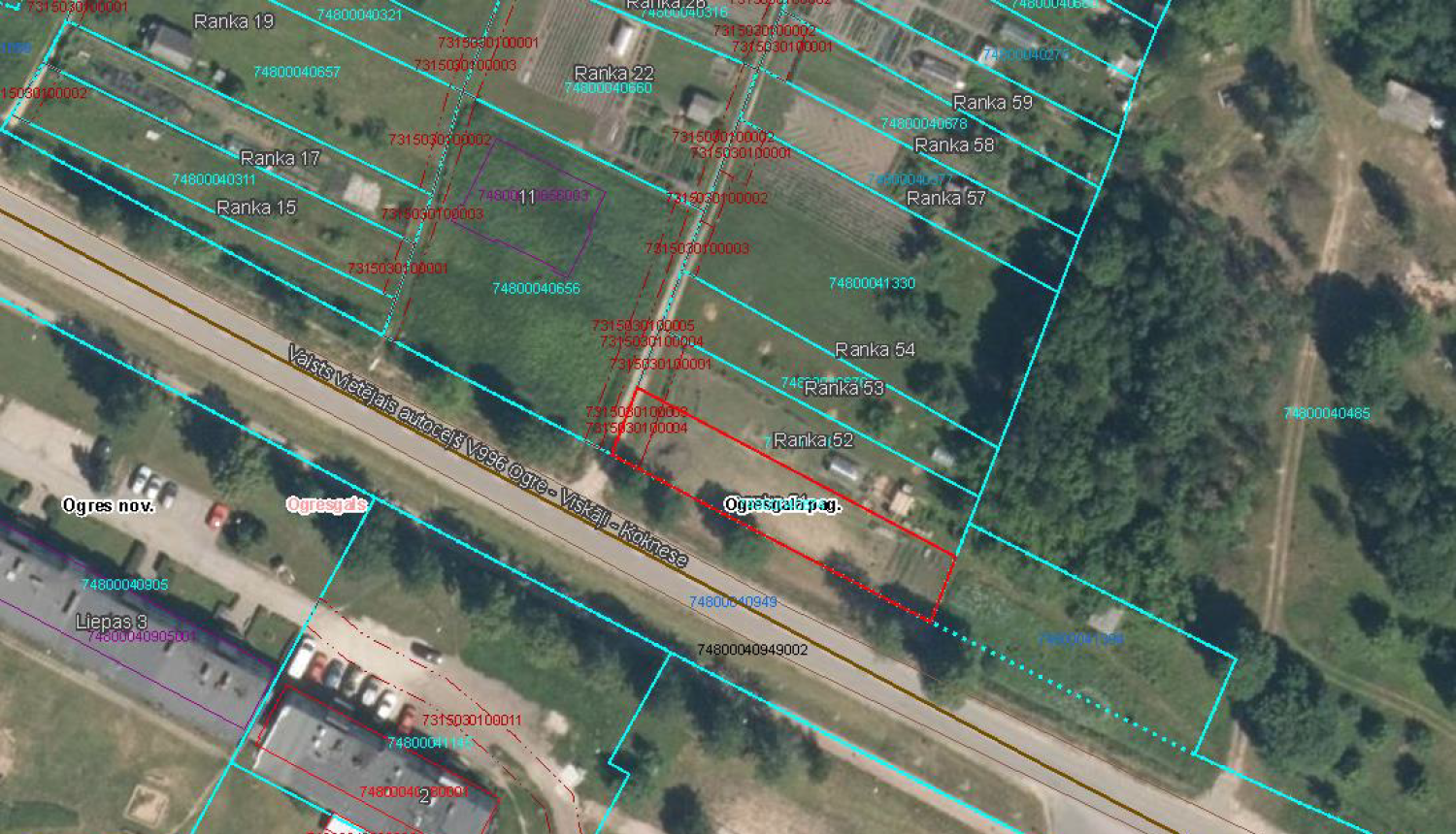 Izsole nekustamajam īpašumam Ranka 51, Ogresgals. Robežu plāns.