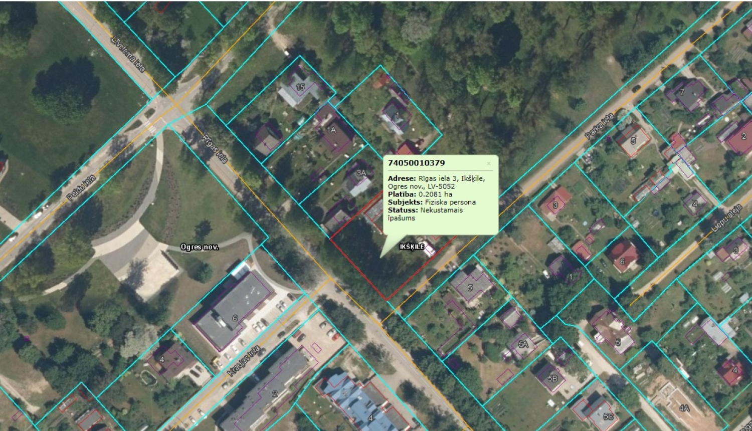 Kadastra karte Rīgas iela, Ikšķile
