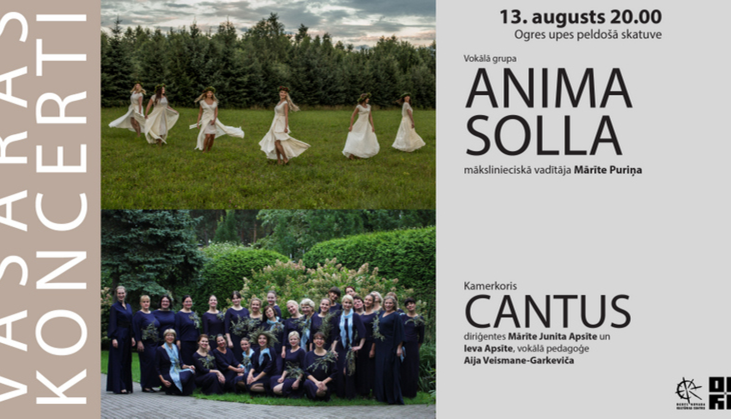 Dziesmots vakars uz Ogres upes ar vokālo grupu ANIMA SOLLA un kamerkori CANTUS