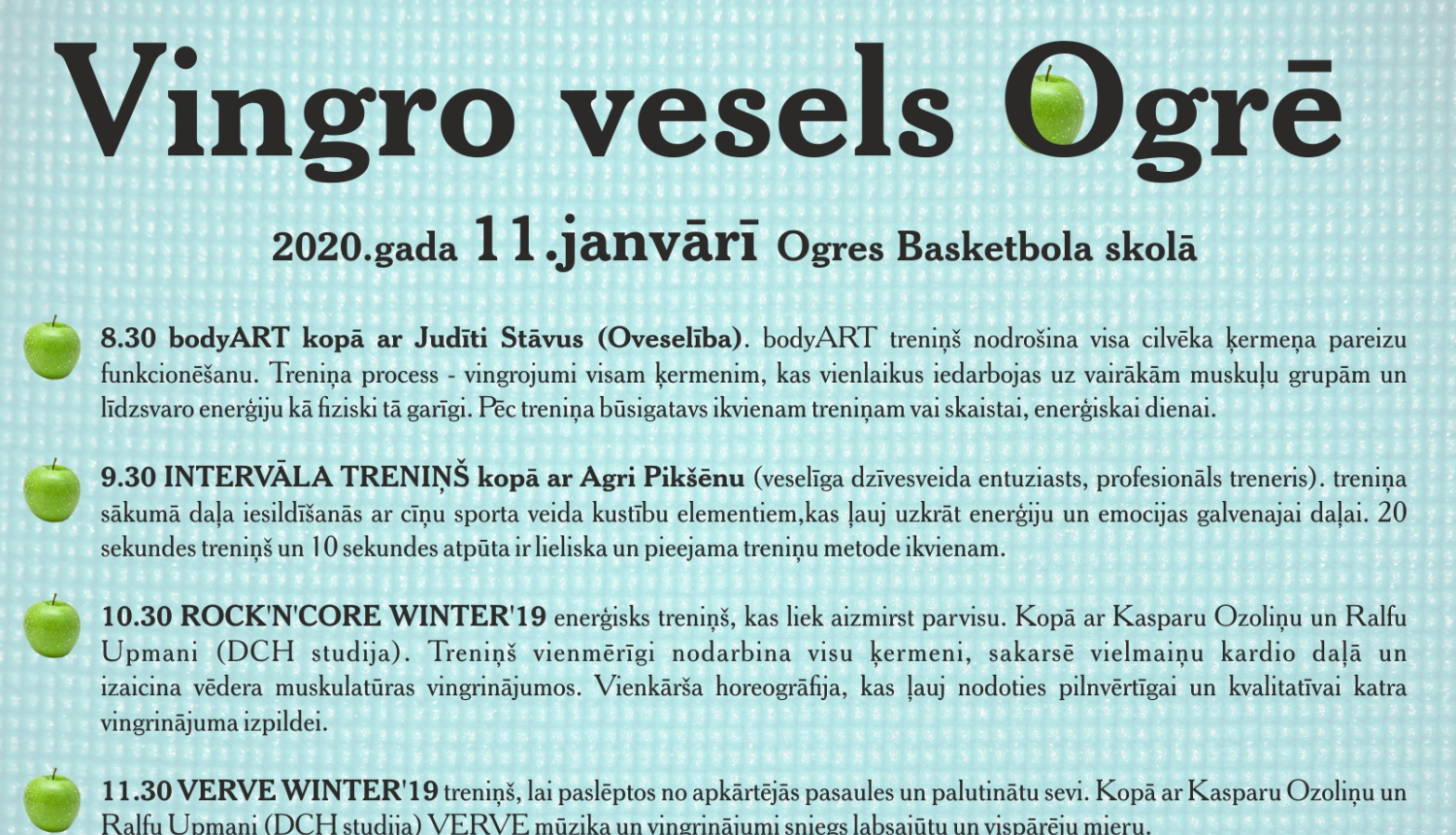 Oveselība aicina uz pasākumu “Vingro vesels Ogrē” 11. janvārī