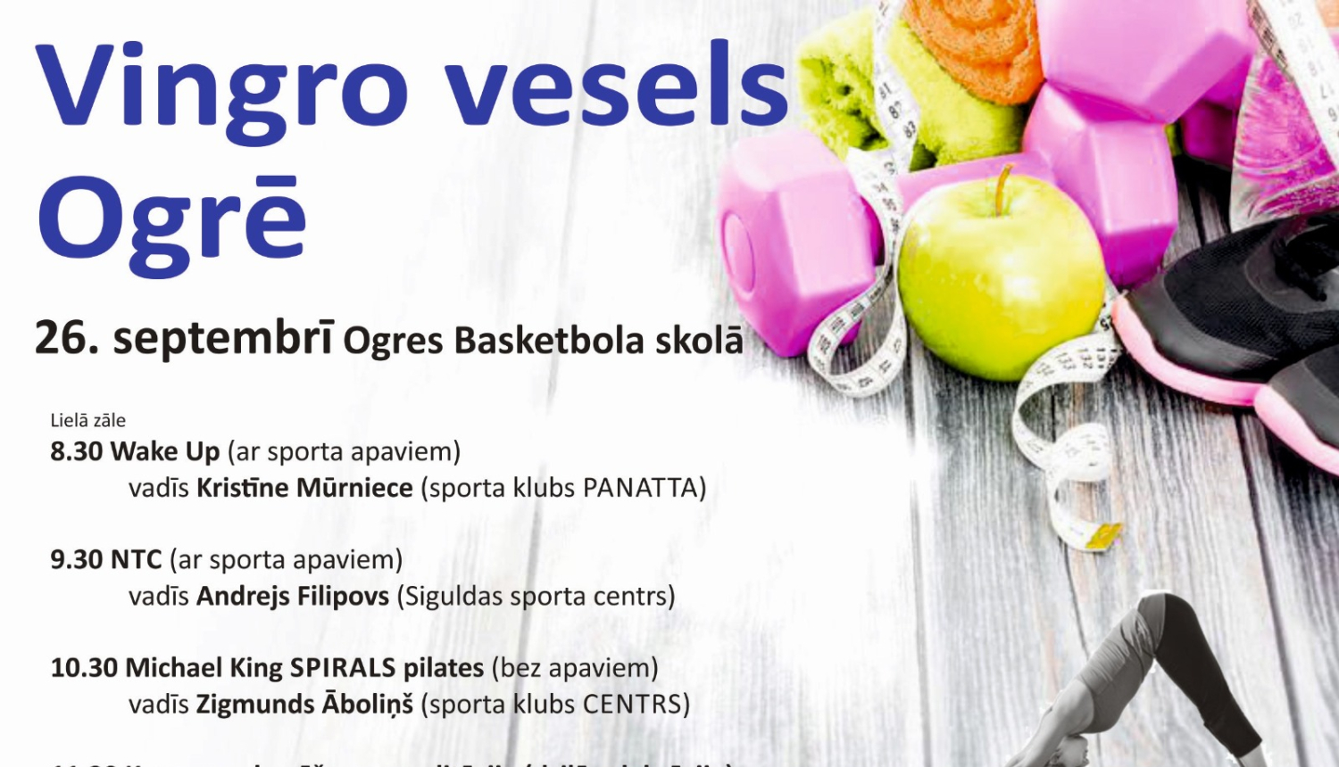 Oveselība 26.septembrī aicina uz pasākumu  “Vingro vesels Ogrē!”