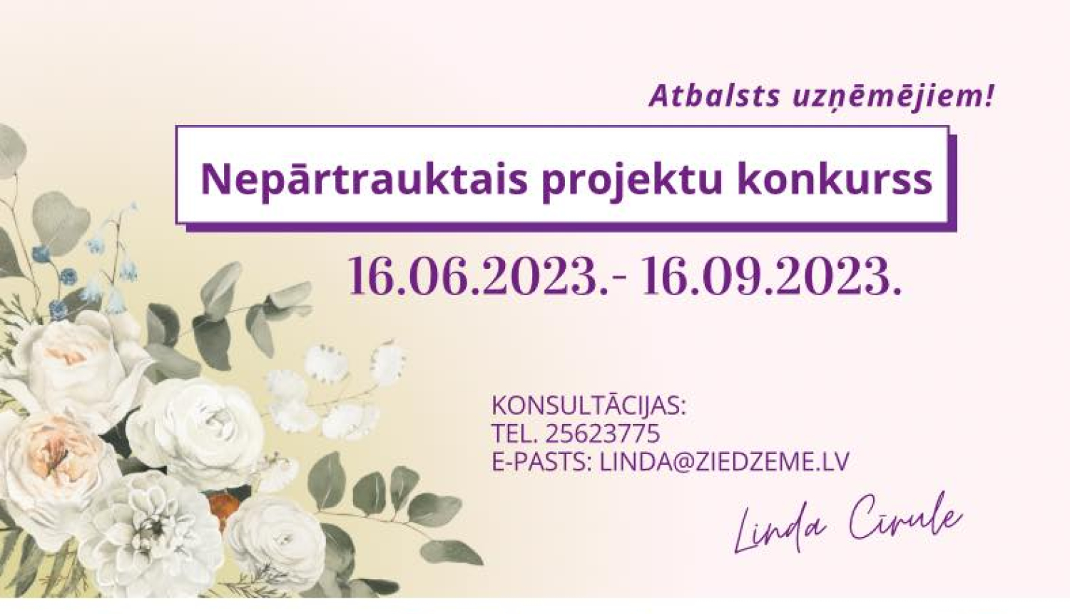 Plakāts  PPPB "Zied zeme” nepārtraukto LEADER projektu iesniegumu pieņemšana 