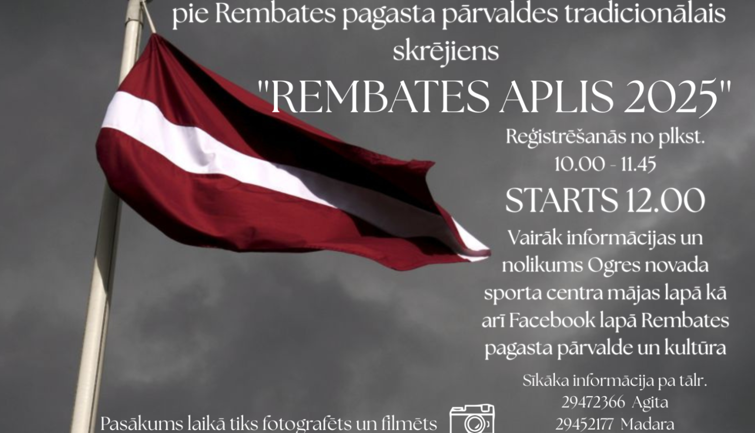 18. novembrī plkst.12.00 pie Rembates pagasta pārvaldes tradicionālais skrējiens "REMBATES APLIS 2025"