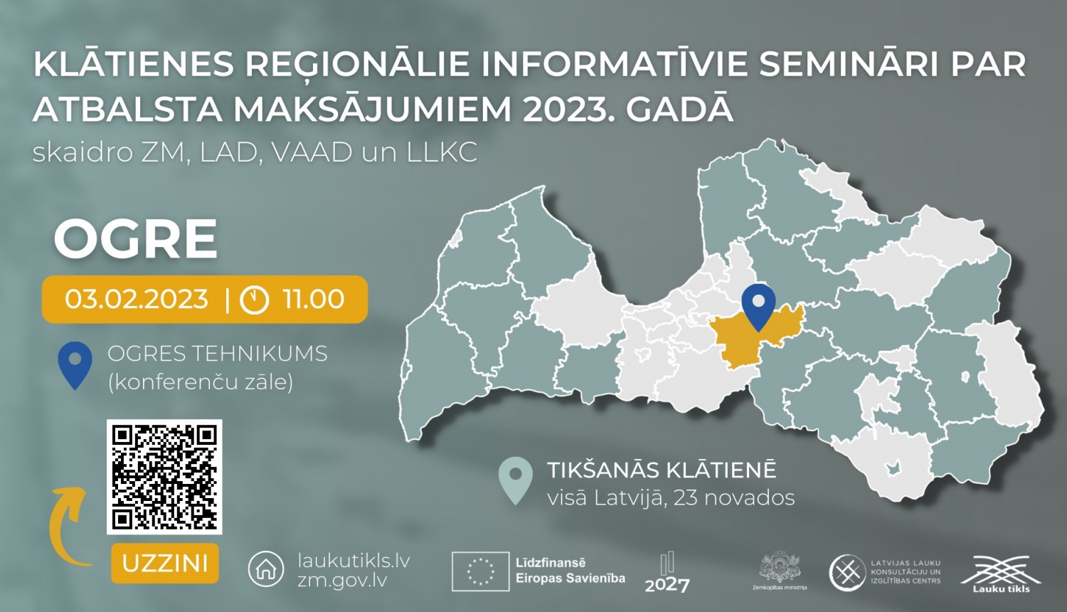 3. februārī Ogrē notiks seminārs lauksaimniekiem un lauku uzņēmējiem par jaunajiem atbalsta maksājumiem