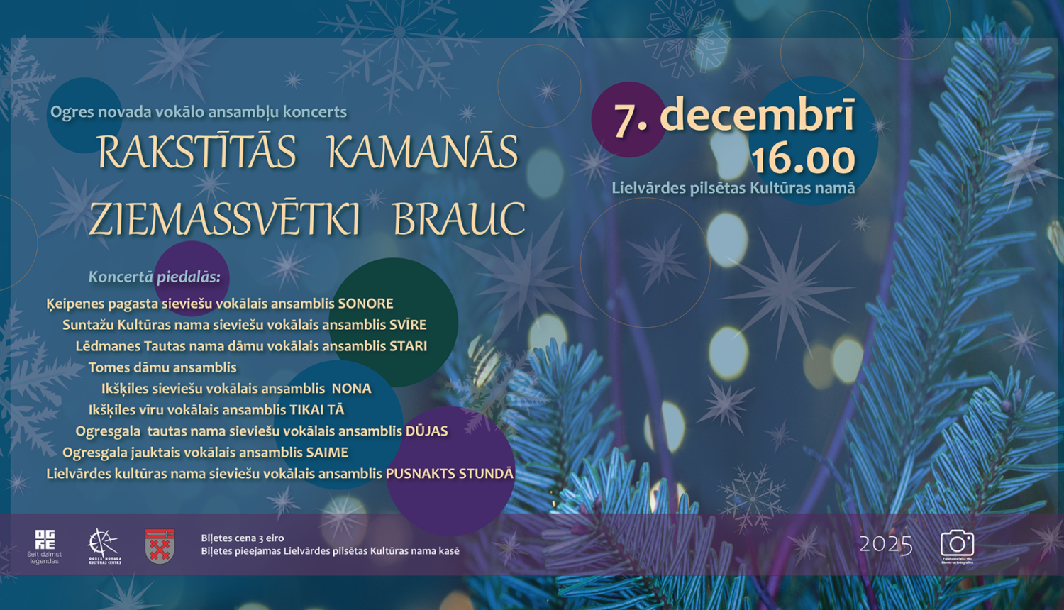 Koncerta afiša Ogres novada vokālo ansambļu koncertam
