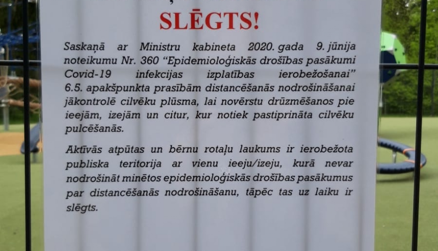 Rotaļu laukums J. Čakstes prospektā pagaidām atvērts netiks