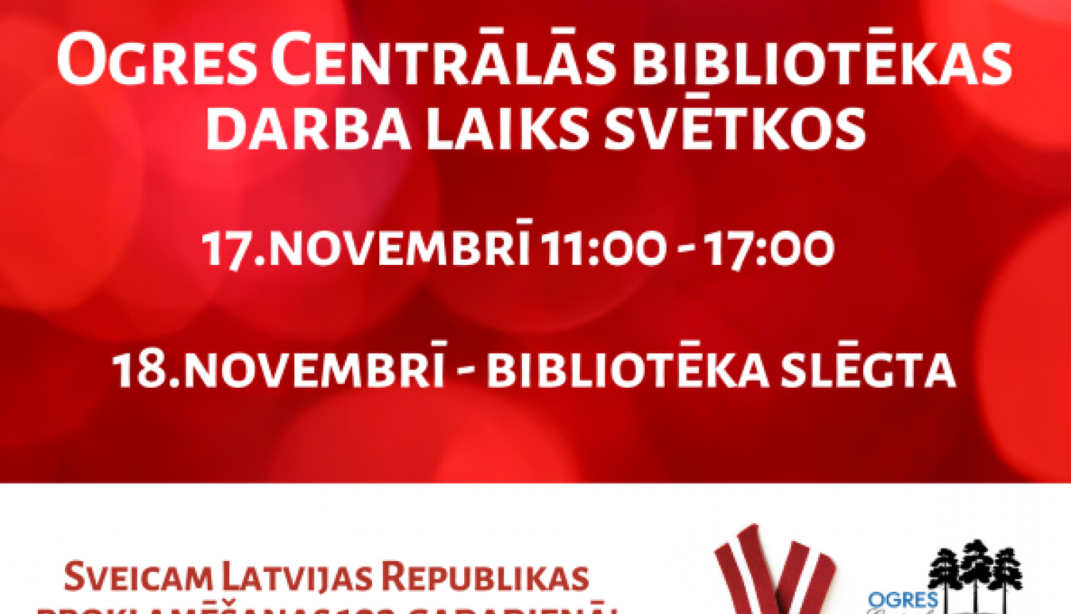 Bibliotēkas darba laiks svētkos