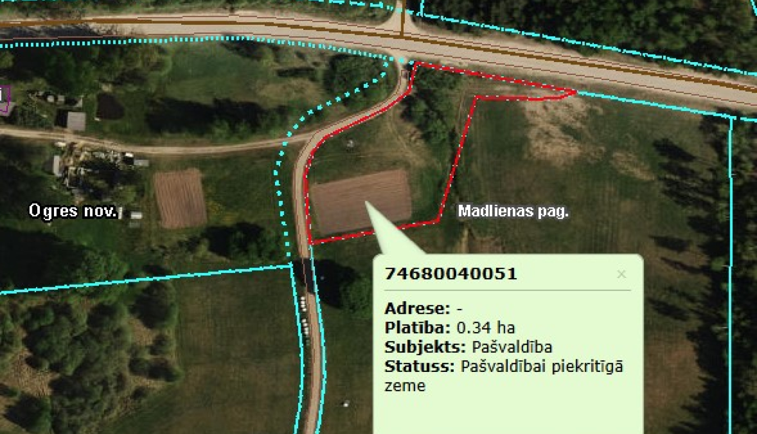 Iznomā zemes vienību ar kadastra apzīmējumu 7468 004 0051 Madlienas pagastā, Ogres novadā