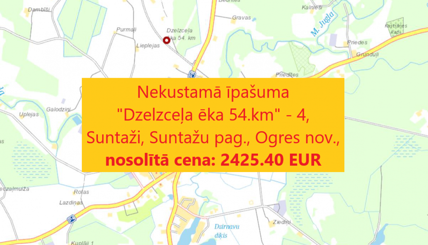 Nekustamais īpašums “Dzelzceļa ēka 54.km”-4 Suntažos, izsoles rezultāti