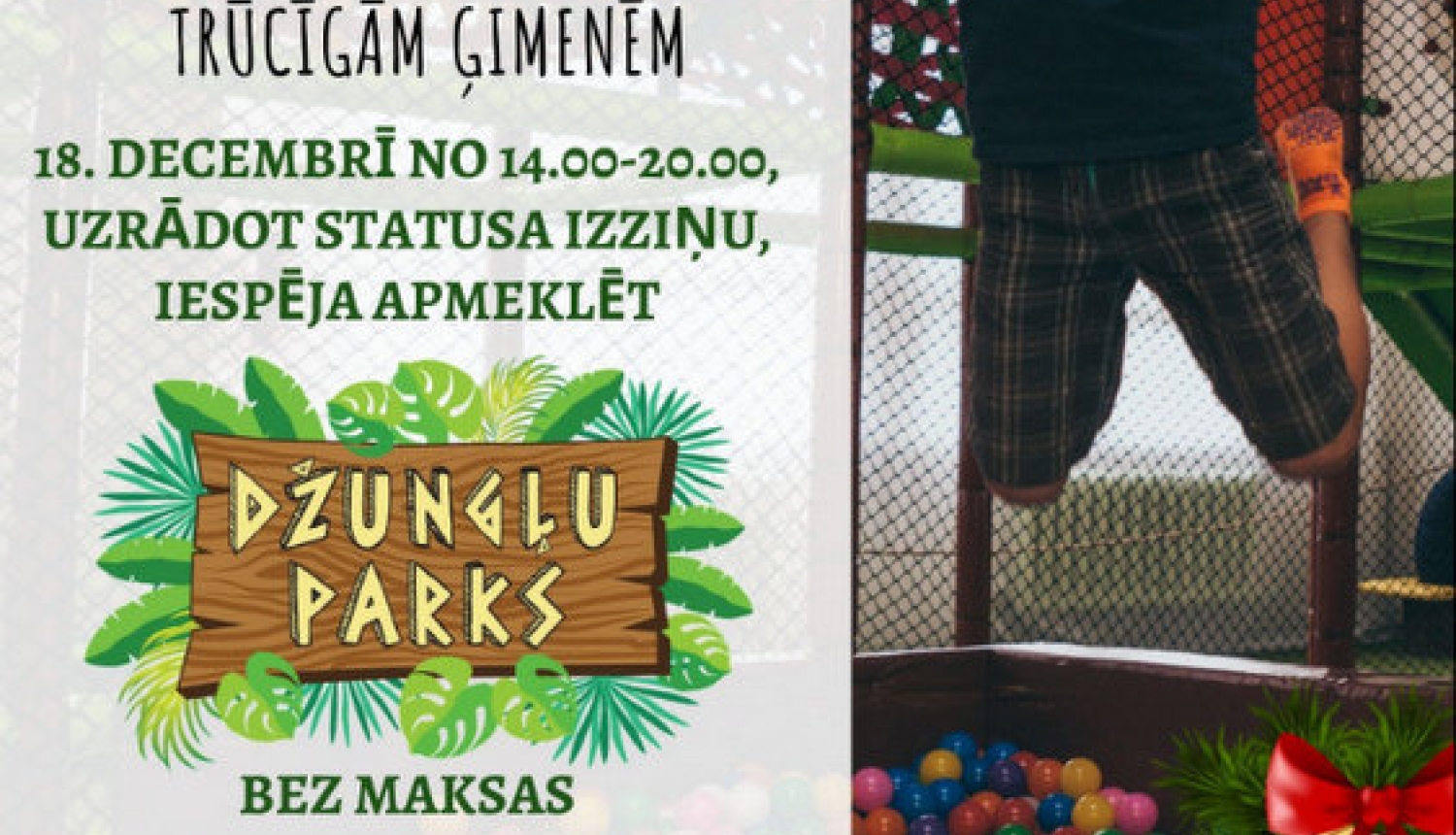 Džungļu parks dāvina bezmaksas apmeklējumu maznodrošinātām ģimenēm