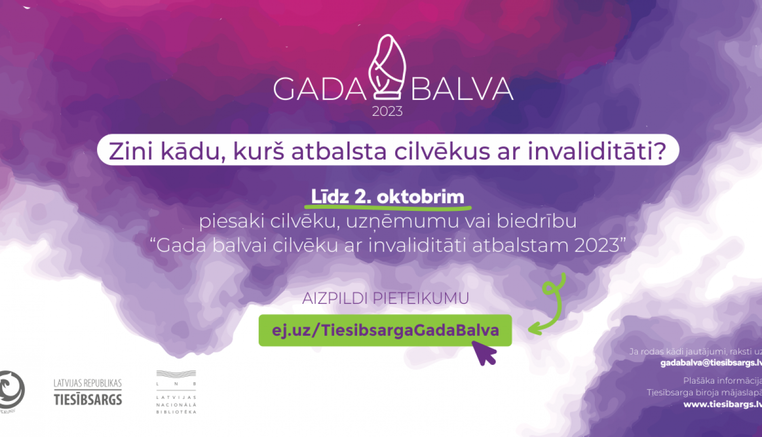 Afiša - Līdz 2. oktobrim piesaki cilvēku, uzņēmumu vai biedrību "Gada balvai cilvēku ar invaliditāti atbalstam 2023" 