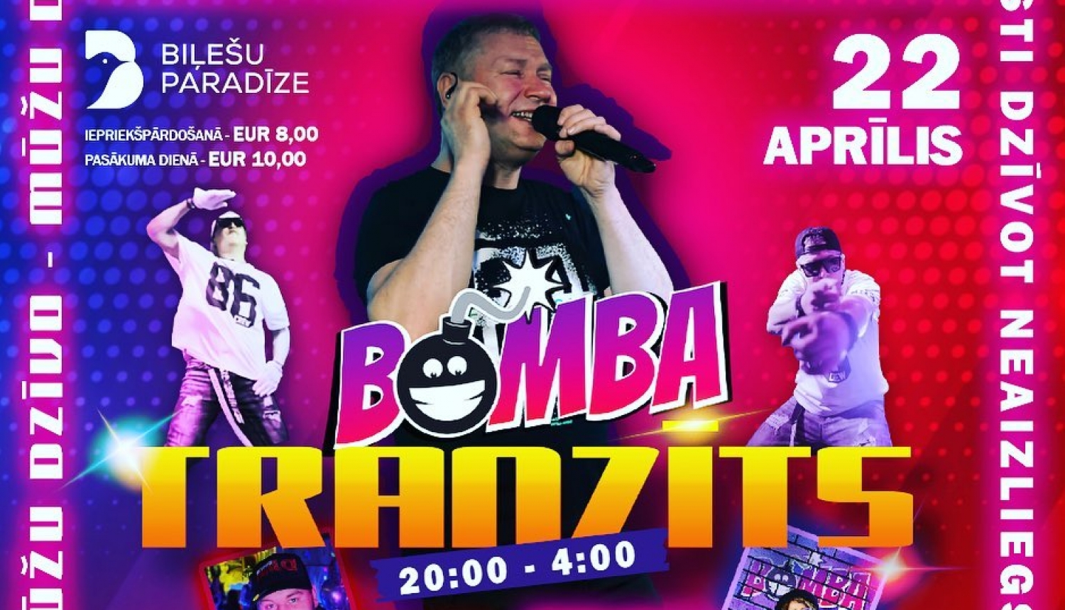 Plakāts grupas "Tranzīts" koncertam Jumpravas Kultūras namā 22. aprīlī