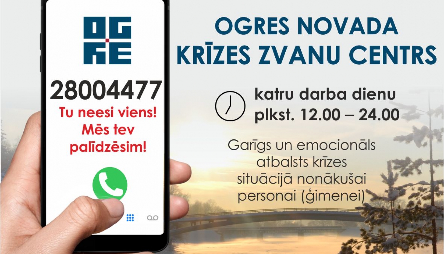Ogres novada krīzes zvanu centrs darbosies arī 2021. gadā