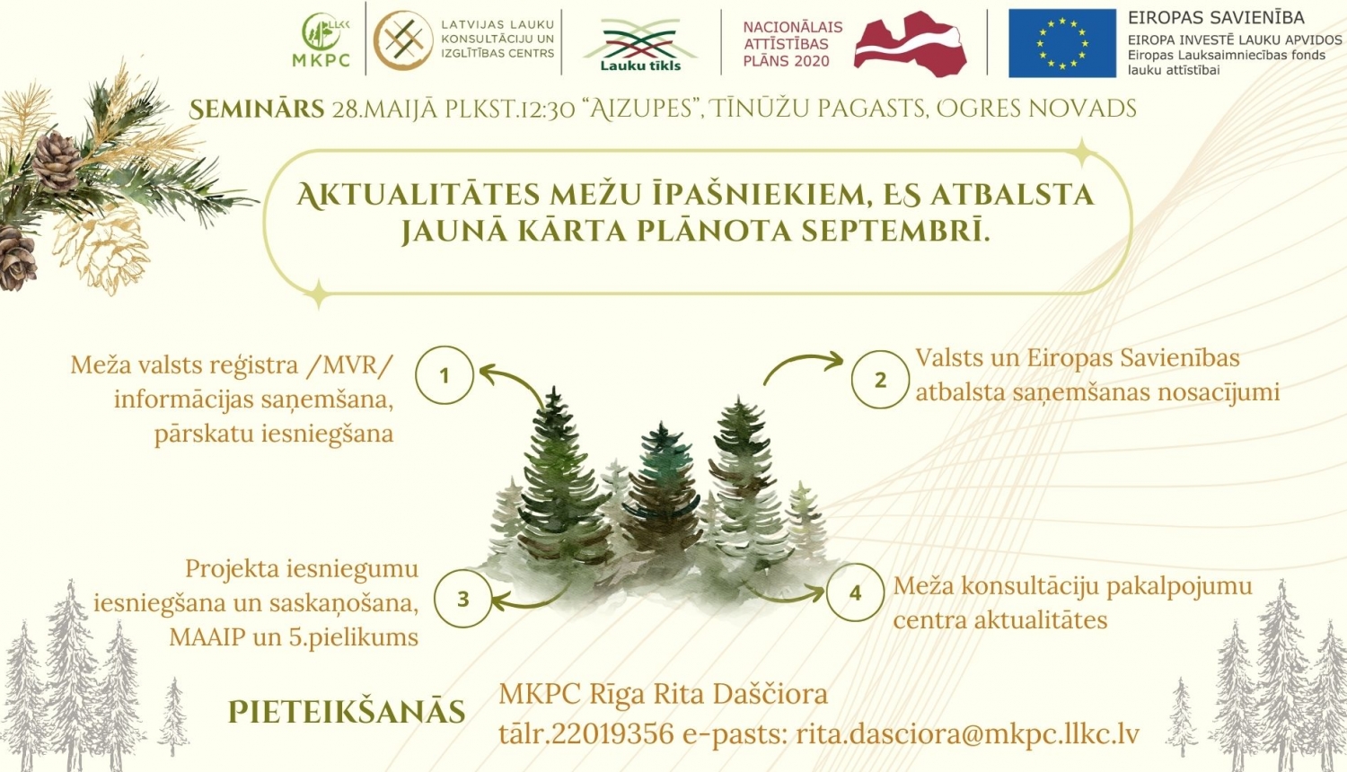 Lauku atbalsta dienests aicina uz semināru Ogres mežu īpašniekus