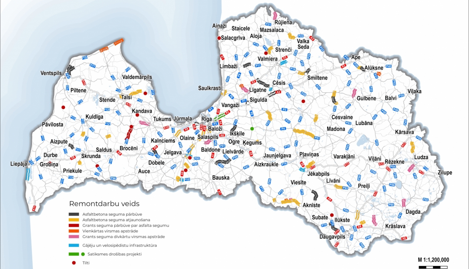 LVC karte ar plānotajiem remontdarbiem 2024. gadā