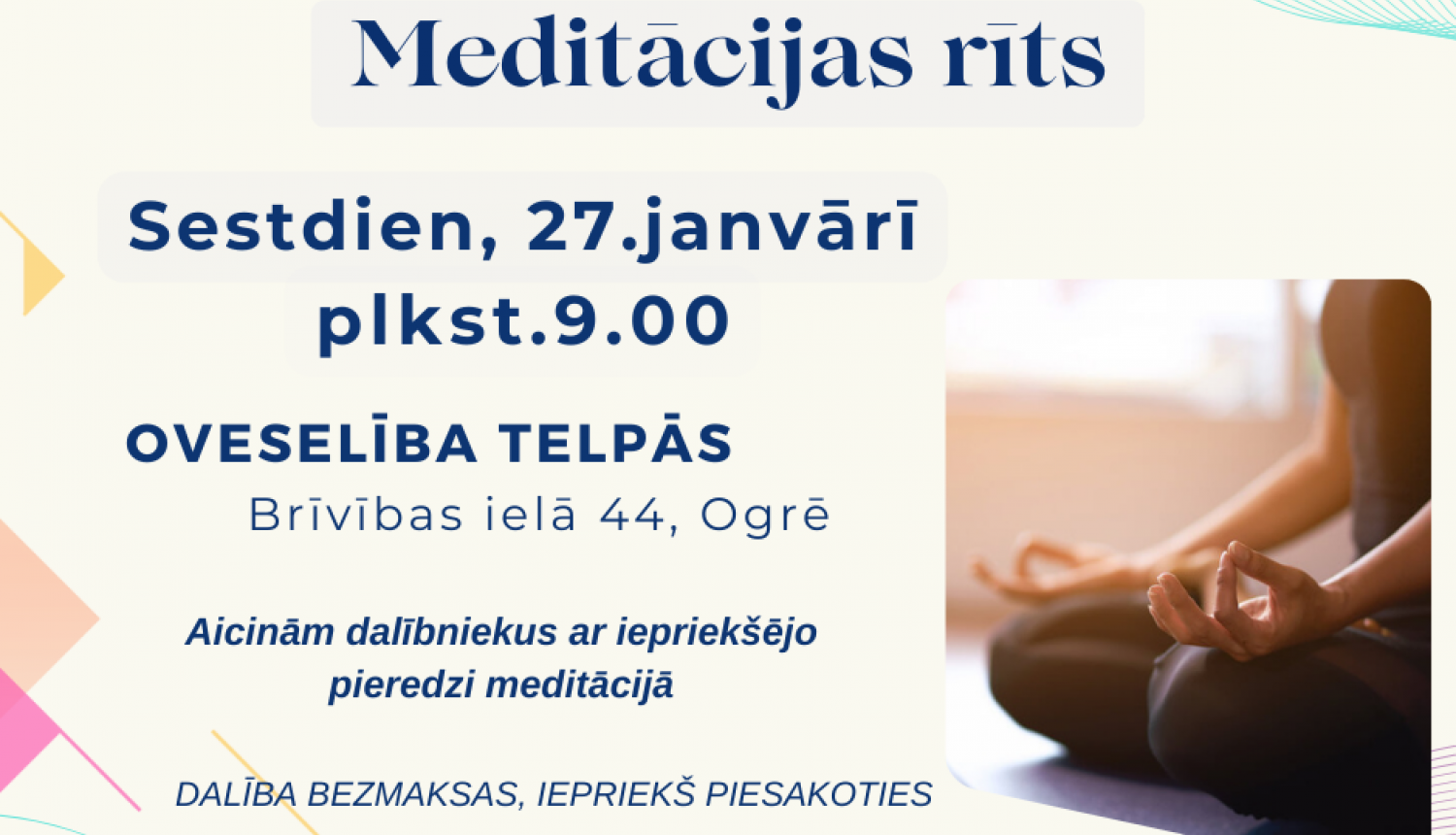 Meditācijas rīts. 27.janvārī, Ogrē plakāts