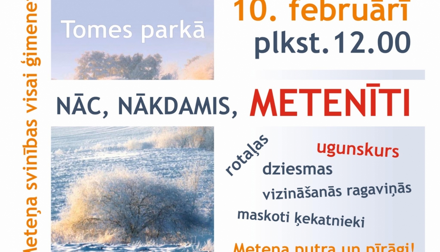 Meteņa svinības Tomē plakāts 10.02.2024.