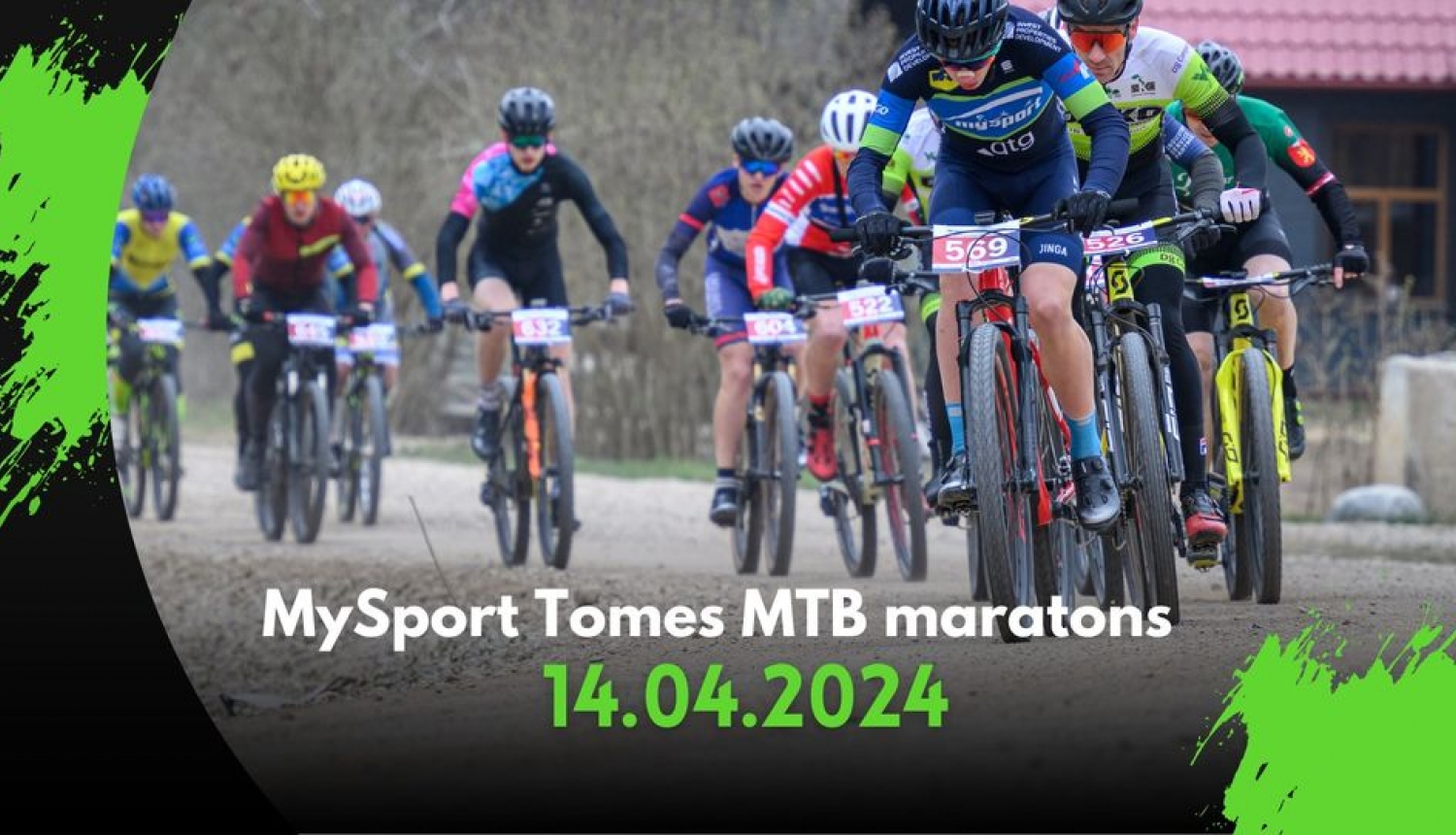 Afiša ar velobraucējiem Tomes MTB maratonā