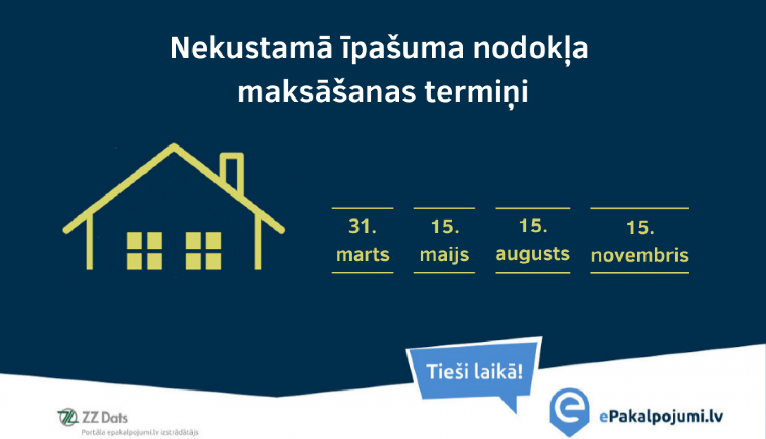 Nekustamā īpašuma nodokļa maksātāju ievērībai: līdz 15.novembrim veicams kārtējais nodokļa maksājums