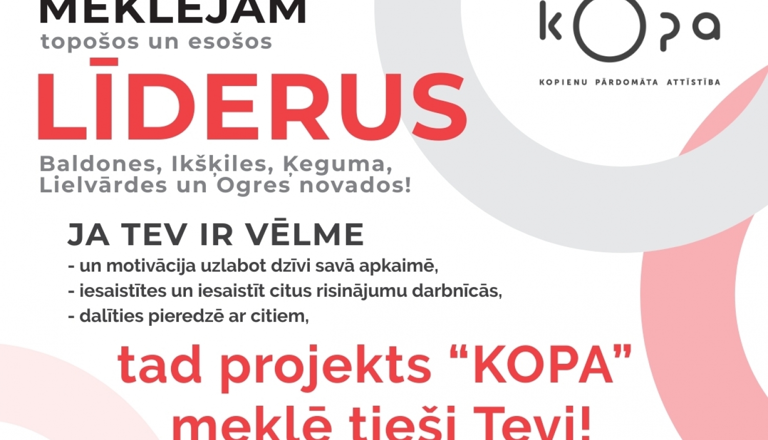 Projekts “KOPA” meklē kopienu līderus Ogres novadā