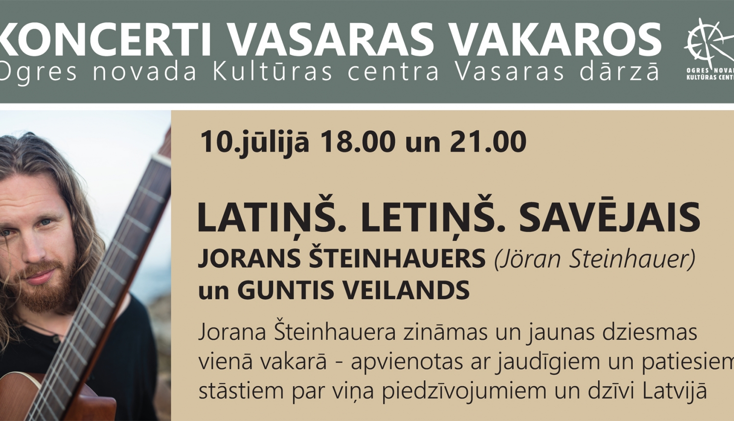 10. jūlijā Ogrē koncertēs JORANS ŠTEINHAUERS