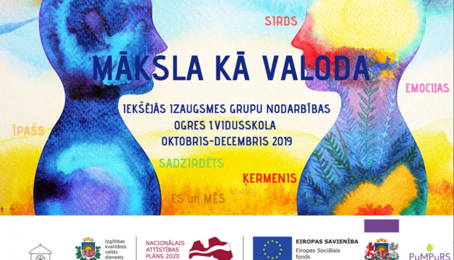 Ogres 1.vidusskolā īsteno jauniešu iniciatīvu projektu “Māksla kā valoda”