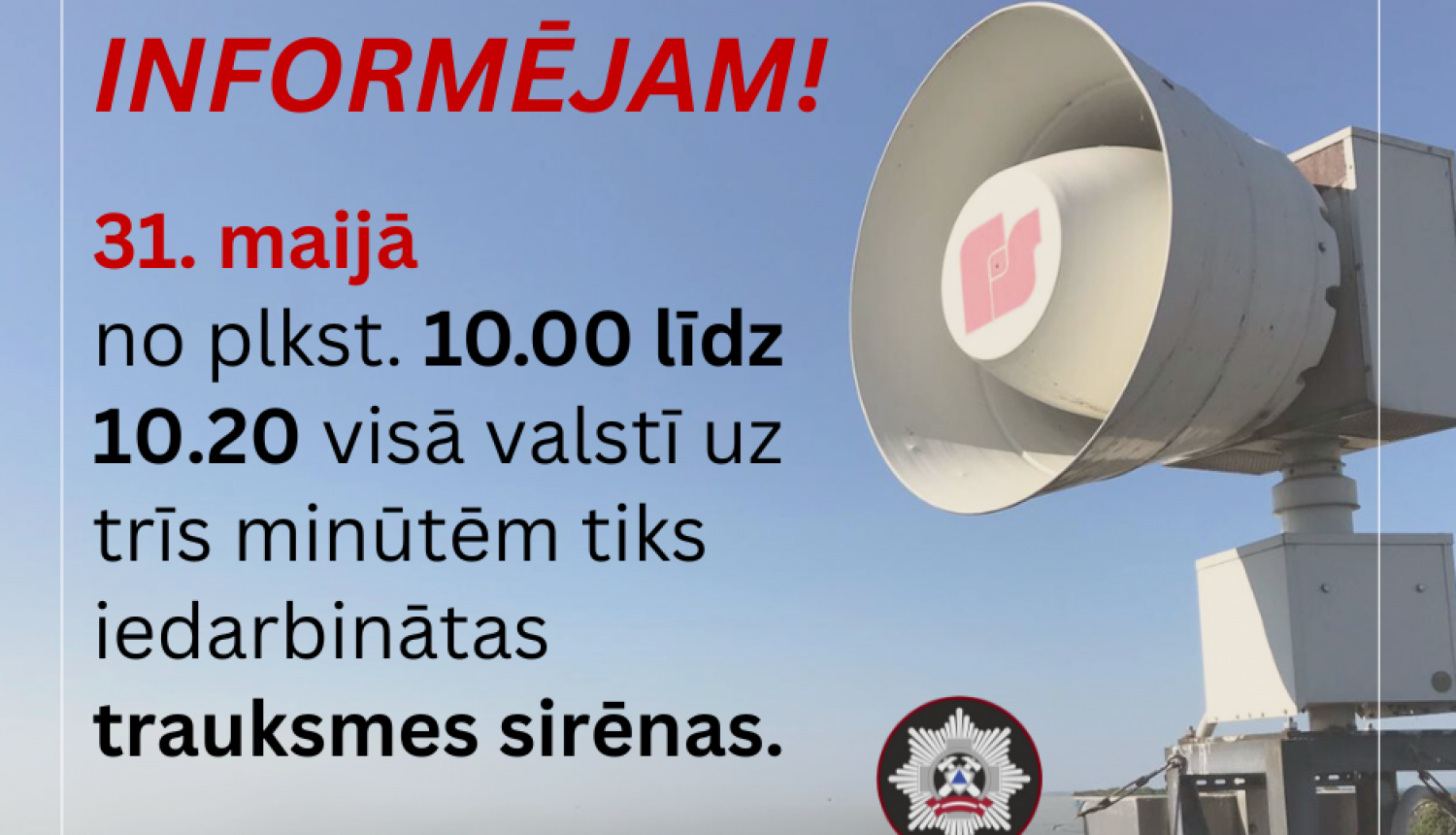 VUGD sirenu pārbaude 05.2023.